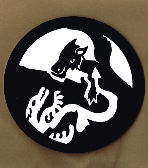 Land and Sea (white on black), 2023 Acrylic Inlay 20x19.5 cm