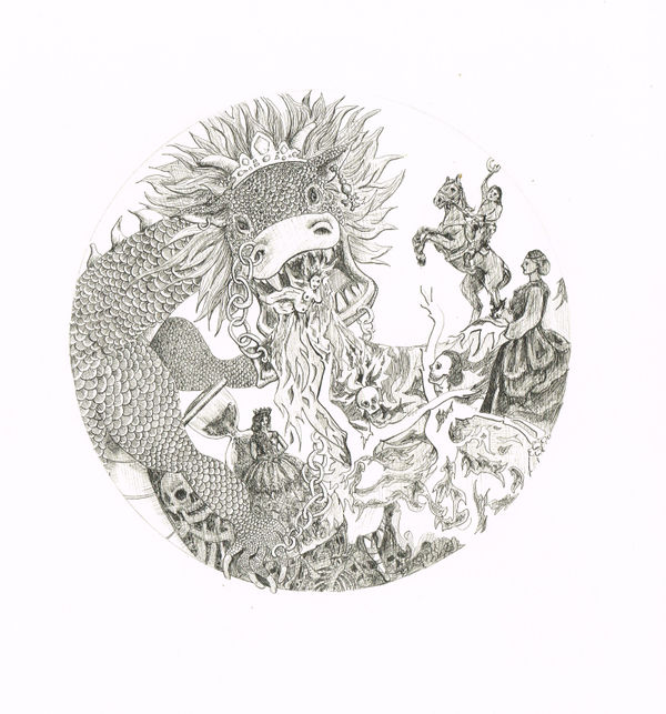 The Fire Dancers, 2023 ink on paper 30x27cm