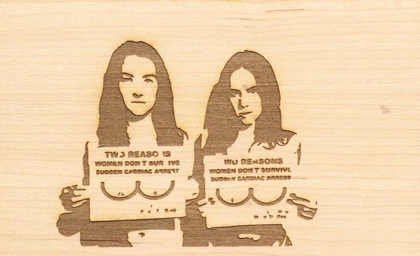 HeartCharged Mugshot, 2024 Laser engraved wood 20x16cm