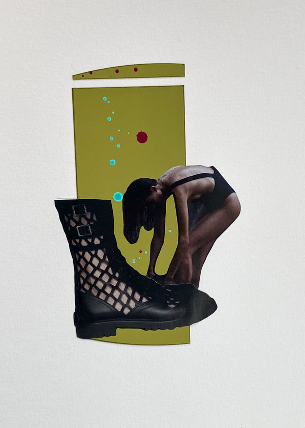 Eve Ozer The Bather, 2020 Collage 12 x 9" unframed 16.25 x 13.75" framed