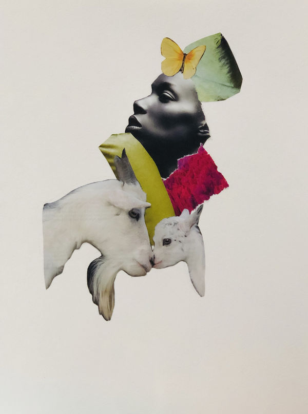 Eve Ozer Goddess, 2019 Collage 12 x 9" unframed 16.25 x 13.75" framed