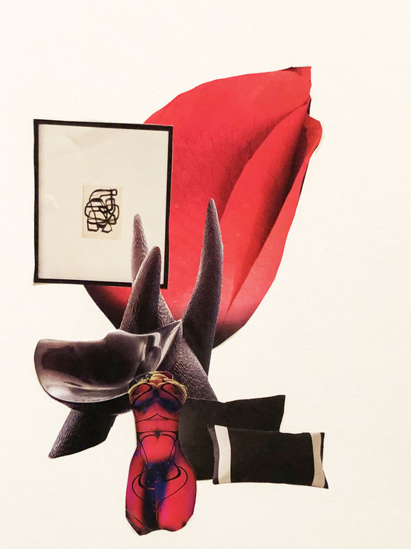 Eve Ozer Red, 2018 Collage 12 x 9" unframed 16.25 x 13.75" framed