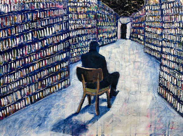 David Gista Petit Rendez Vous Mixed Media on paper 22.5 x 30" image 29.5 x 37" framed