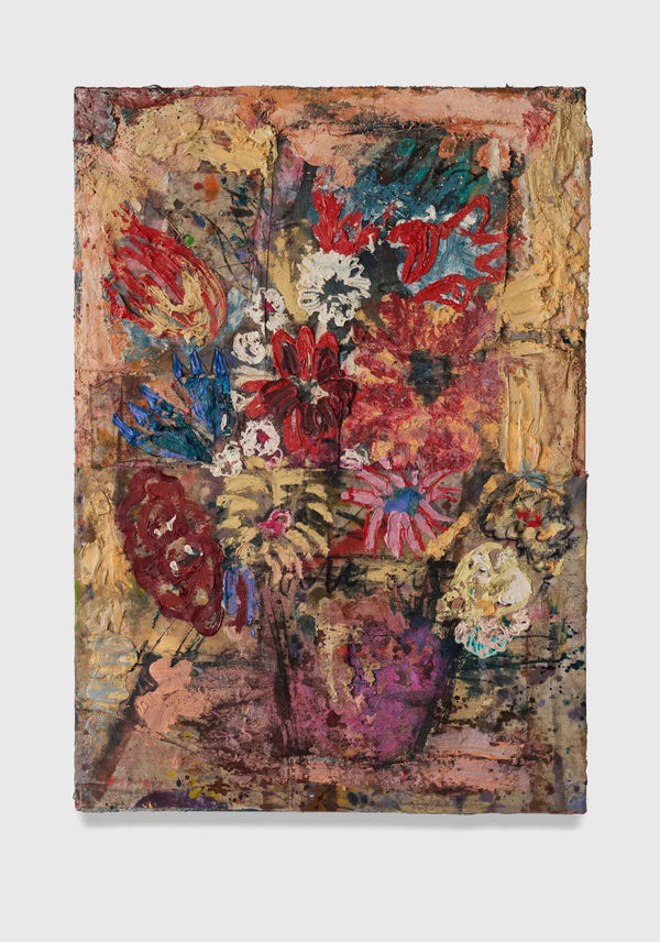 Daniel Crews-Chubb, Flowers 17 (burnt yellow with fuchsia vase), 2021