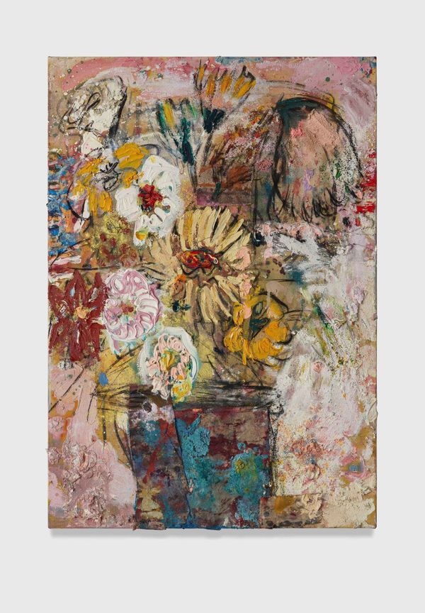 Daniel Crews-Chubb, Flowers 13 (bleached pink with blue vase), 2021