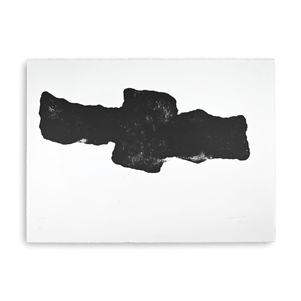 Black and white lithograph print by Dutch artist Armando entitled The Cannon against a white background