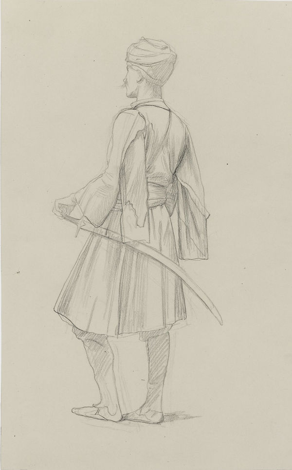 JEAN-LÉON GÉRÔME Standing Arnaut seen from behind, with a curved sword