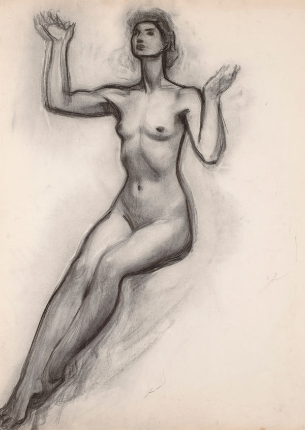 Study of a female nude, with the artist as model