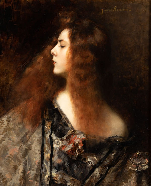 JUANA ROMANI, Portrait of a redhead woman seen in profile