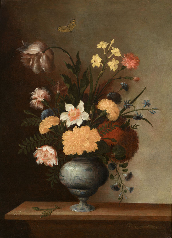 PEDRO DE CAMPROBÍN, Pair of Vases with Flowers, 1667