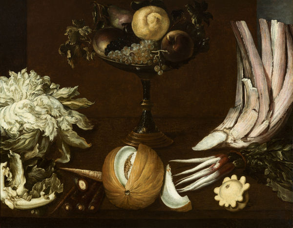 AGUSTÍN LOGÓN, Still life with fruits and vegetables, ca. 1640