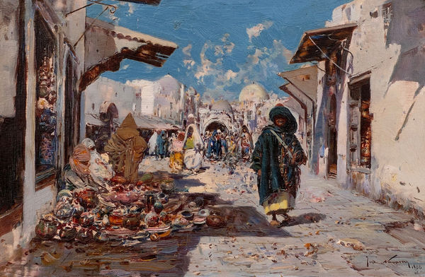 JOSÉ NAVARRO LLORENS, Moroccan Souk, 1900