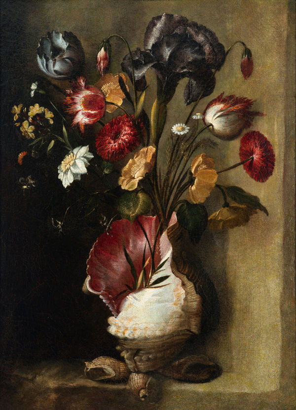 JUAN DE ARELLANO, Bouquet of Flowers in a Conch, 1644