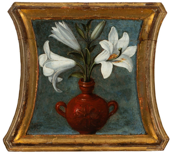 FRANCISCO PACHECO, Lilies in ceramic urns from tonalá
