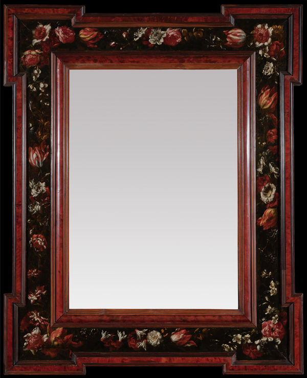 BARTOLOME PEREZ DE LA DEHESA, Pair of mirror frames painted with floral motifs
