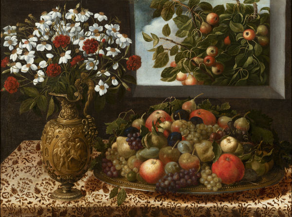 TOMÁS HIEPES, Still life with fruit and vase of flowers, c. 1645–1650