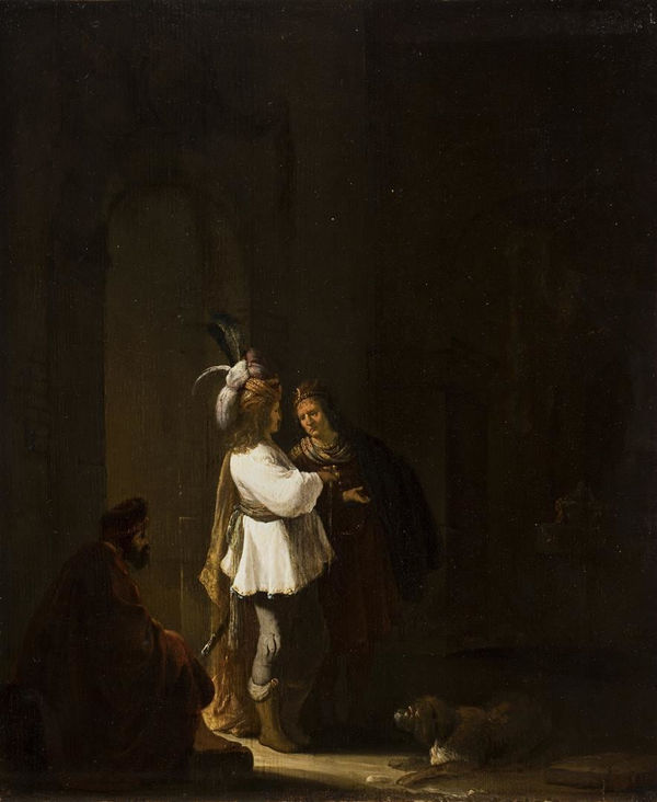 WILLEM DE POORTER, Mordecai overhears Bigthan and Theres plot against Ahasuerus