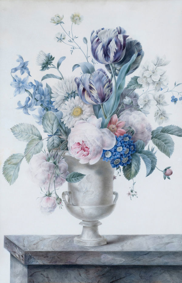 ZÉLIE-JULIE D'LEINDRE, A vase of flowers on a marble table, 1819