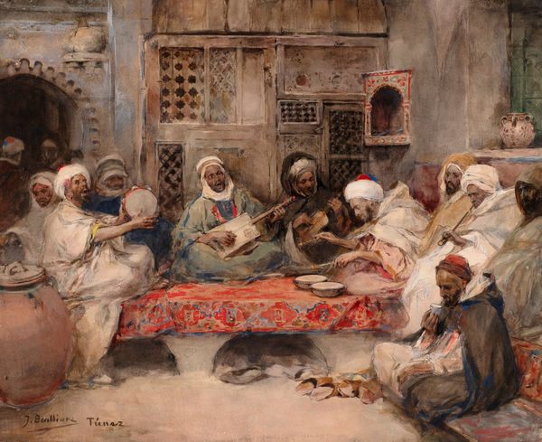 JOSÉ BENLLIURE Y GIL, Inside a Coffee House, Study