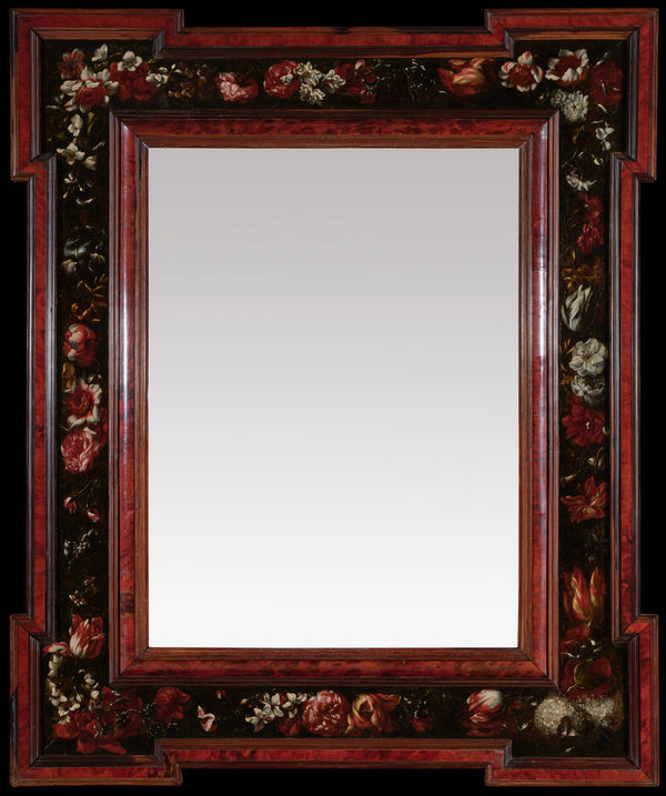 BARTOLOME PEREZ DE LA DEHESA, Pair of mirror frames painted with floral motifs