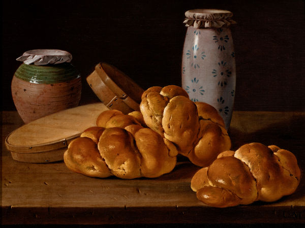 LUIS EGIDIO MELÉNDEZ, A dessert still life with Sweet Rolls, Jelly Boxes and Two Honey Pots