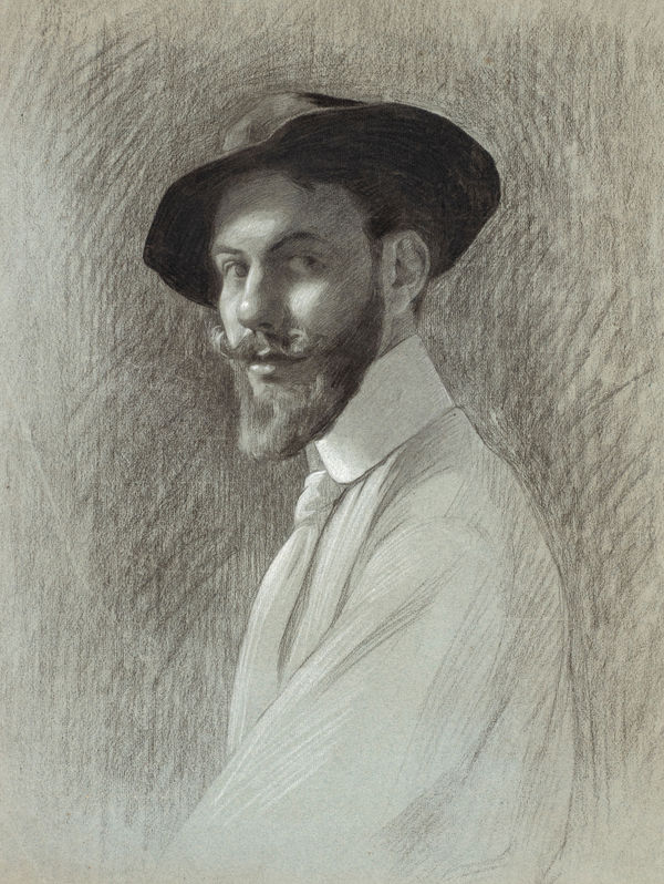 EUGÈNE LAMBERT, Portrait of a man in a wide-brimmed hat , c. 1870