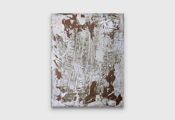 Tanya Linney Semantic Algebra, 2020 acrylic, enamel and curtain remnants on linen 37 x 47 cm 14 1/2 x 18 1/2 inches