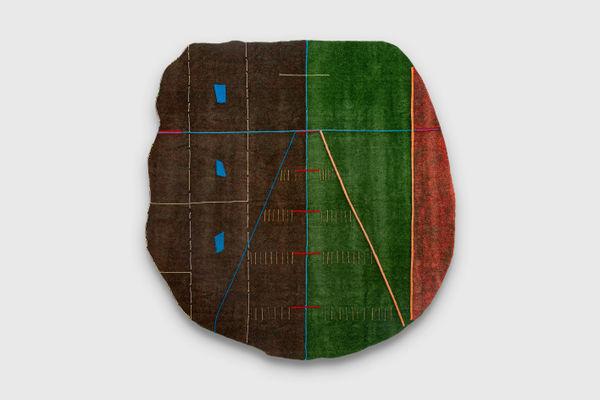 Teresa Baker All The Sun Long, 2025 acrylic, yarn, willow, AstroTurf 282 x 272 cm 111 x 107 1/8 in