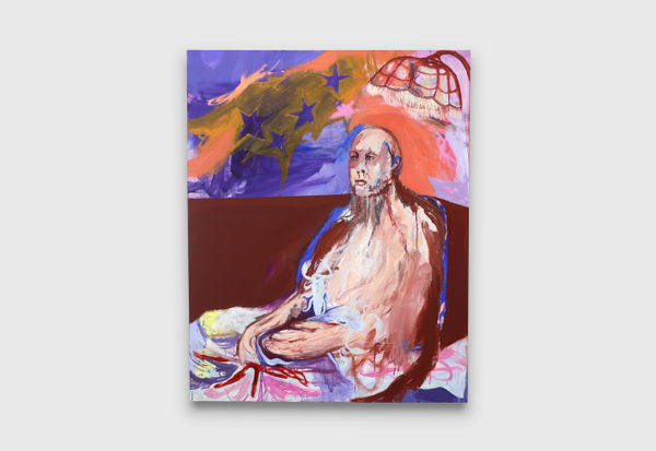 Renée Estée It's a long and strange way down , 2026 oil, lead stick, mica on poly cotton canvas 150 x 120 cm 59 x 47 1/4 in