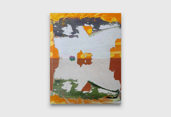 Tanya Linney Twins acrylic, beach towel and gel medium on canvas 37 x 47 cm 14 1/2 x 18 1/2 inches