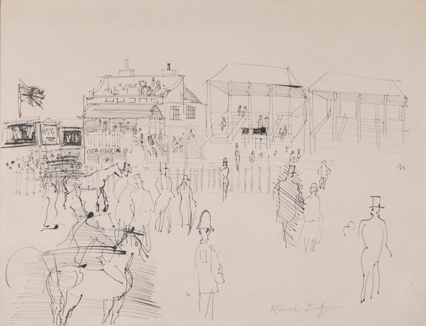 Raoul Dufy Tribunes à Epsom, 1938 Pen and Indian ink on paper 19 3/4 x 25 5/8 in, 50 x 65 cm Signed 'Raoul Dufy' lower right