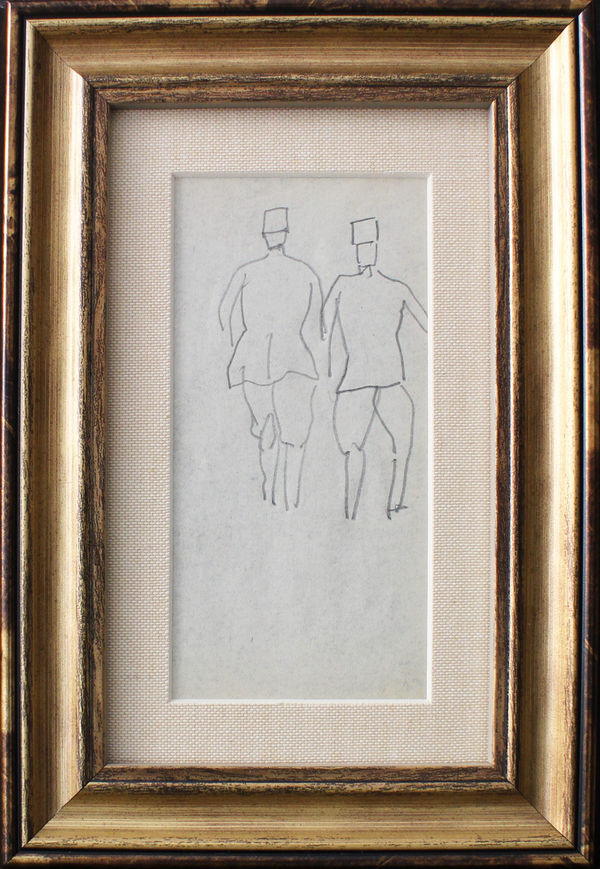 Raoul Dufy Deux jockeys de dos, Deauville, 1941 Pencil on paper 6 1/4 x 3 1/4 in 14 x 8.3 cm