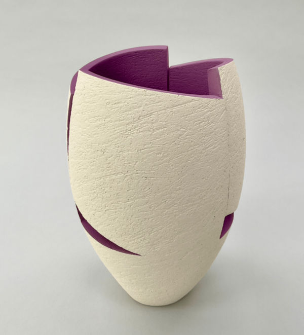 Ashraf Hanna, Ivory cut and altered vessel with rich pink interior