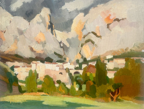 Pierre Adolphe Valette, Le Village de Moustiers-Sainte-Marie ( Alpes-de-Haute-Provence )