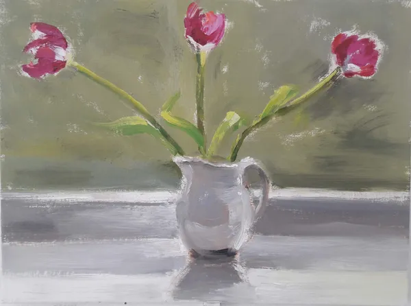Liam Spencer, Tulips in a Grey Jug