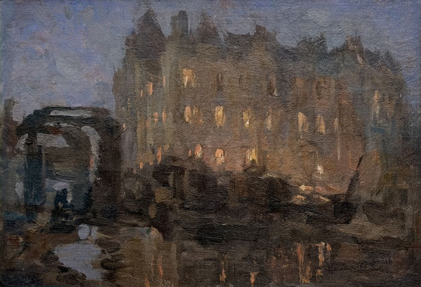 Pierre Adolphe Valette, Building and Canal, Dusk