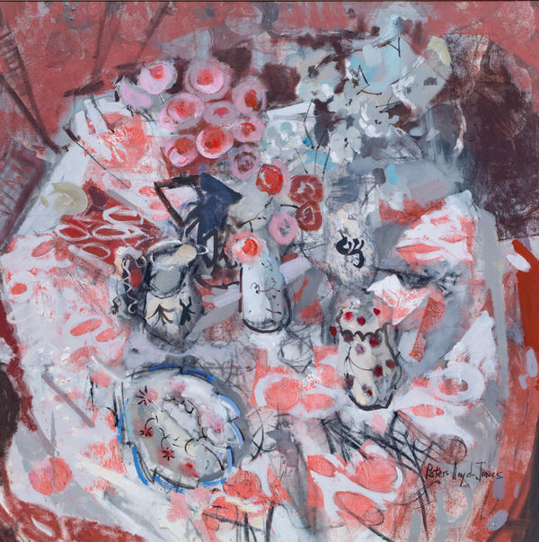 Peter Lloyd-Jones, Pink Roses and Wemyss pot, 2020