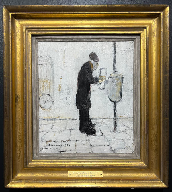 L.S Lowry, Man Searching a Dustbin, 1960