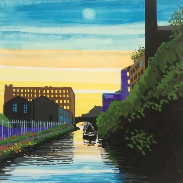 Jean Hobson, Moon Over Manchester / Ashton Canal, 2020