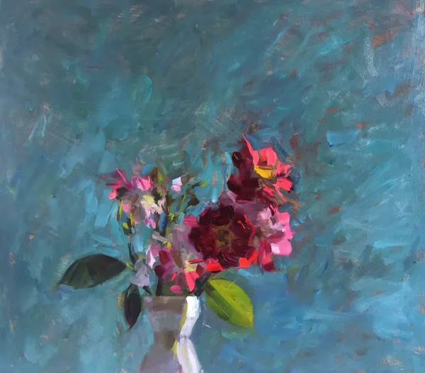 James Bland, Crimson Roses on Blue