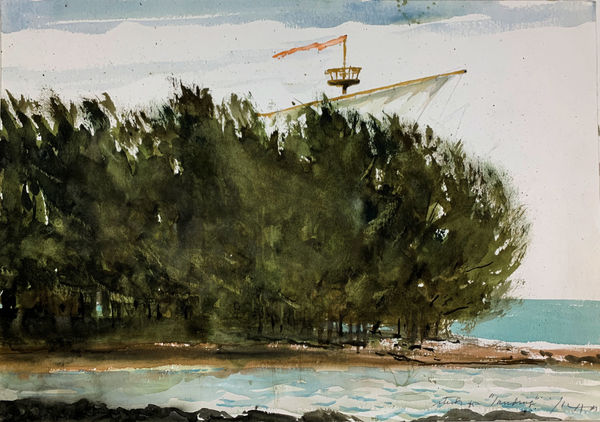 Julio Larraz Study for Landing, 1986