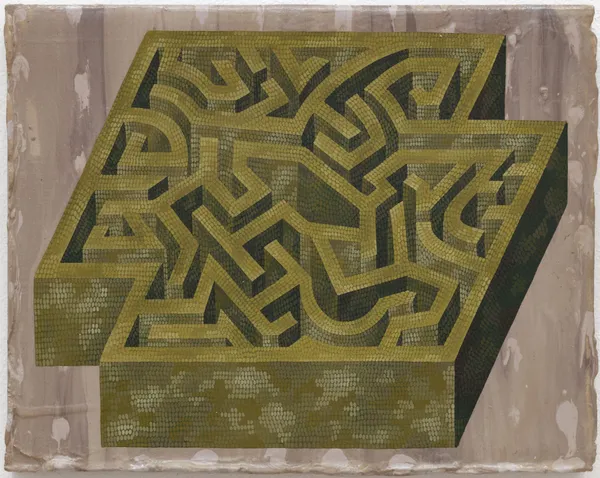 Lily Hargreaves, Labyrinth (the process of drawing an outer shape and an inner shape and tracing a path between them), 2025