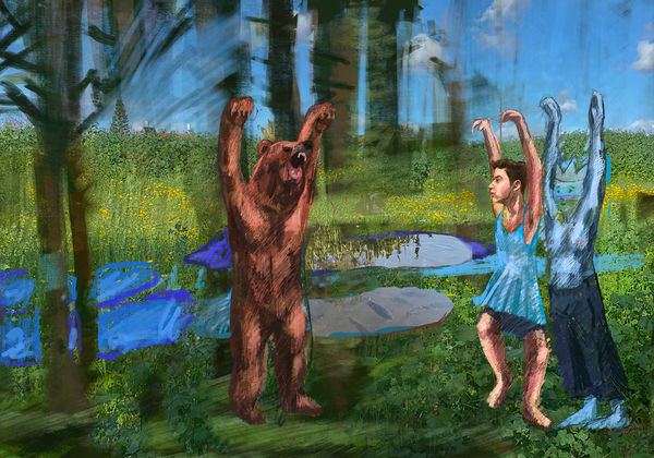 Uri Ben Natan - Self Portrait With a Bear and His Best Friend, 2023