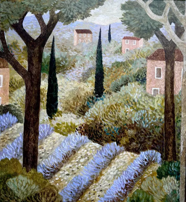 Sarah Bowman, Lavender Field and Cypress Trees