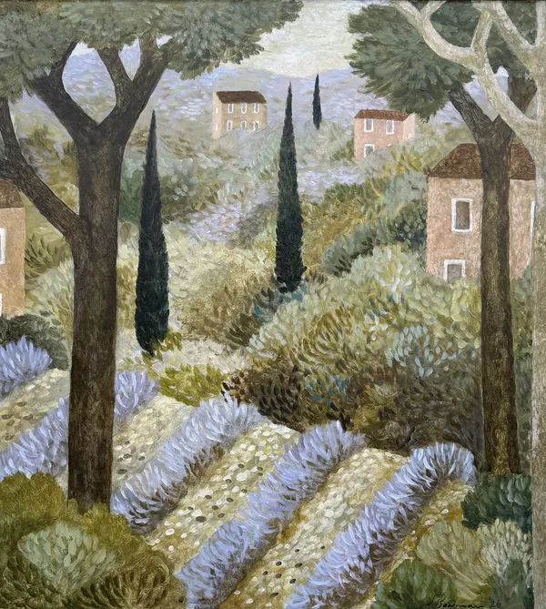Sarah Bowman, Lavender Field and Cypress Trees (Hungerford Gallery)