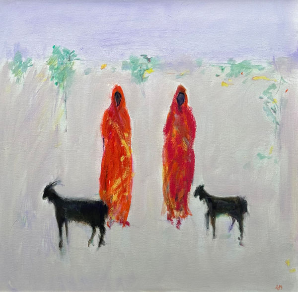 Ann Shrager, Two Women with Two Goats (London Gallery)