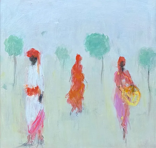 Ann Shrager, Three Figures (Orange and Pink) (London Gallery)