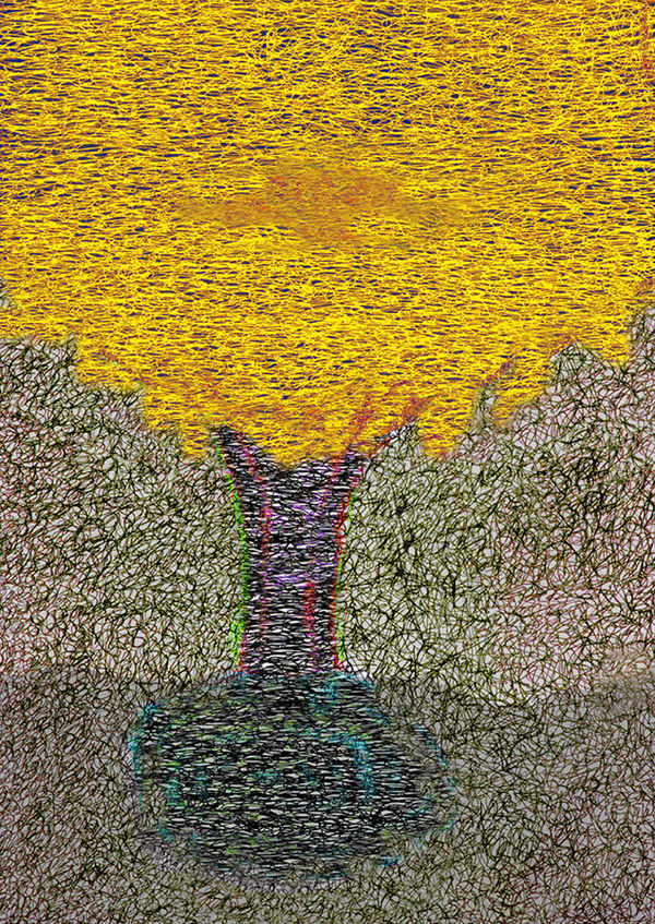 Kaethe Kauffman Gold Shower Tree , 2024 Ink on Archival Paper 14”x11”