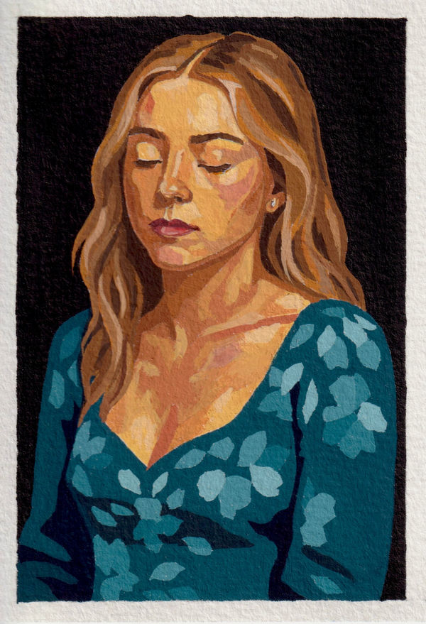 Charles Moxon, Girl in a Blue Dress, 2025