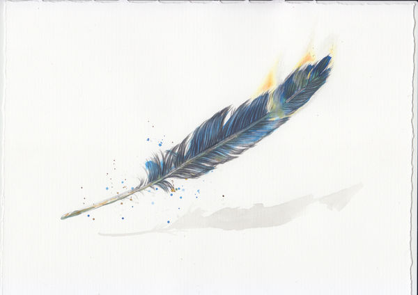 Alastair Gordon, Study for Lament (Blue Feather, Floating Fire), 2020